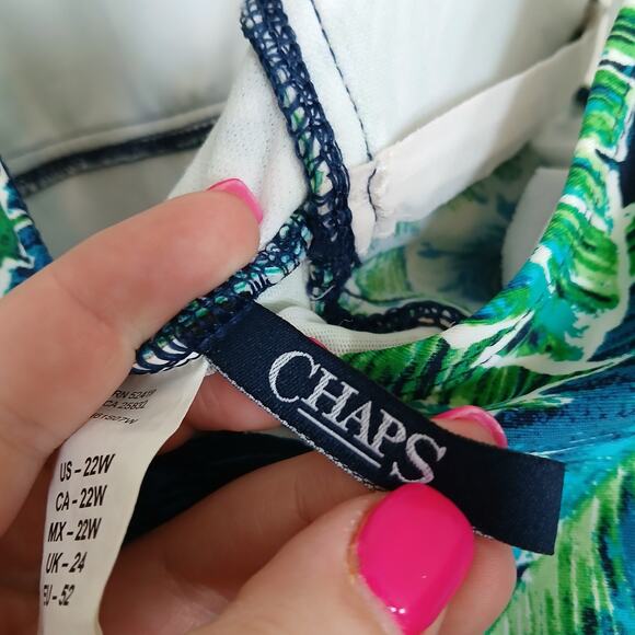 Chaps One Piece Swimsuit Women 22W Tropical Vacation Resort Island Coastal Beach - Picture 6 of 14